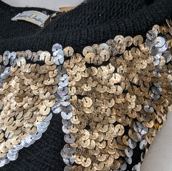 Sequin & Angora Vintage Long Sweater Laura Winston Party Holiday Glam - Picture 6 of 10